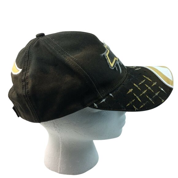 Chevy Baseball Cap Hat Factory Distressed Faux Metal Design Pattern Black Gold u - Picture 2 of 6